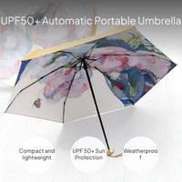 UPF50+ Folding Sun and Rain Umbrella, Portable, Windproof