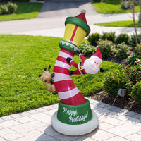 Inflatable Lighthouse with Santa and Reindeer Outdoor Inflatable Lighthouse with Santa Lighted Christmas Decoration for Yard, Lawn