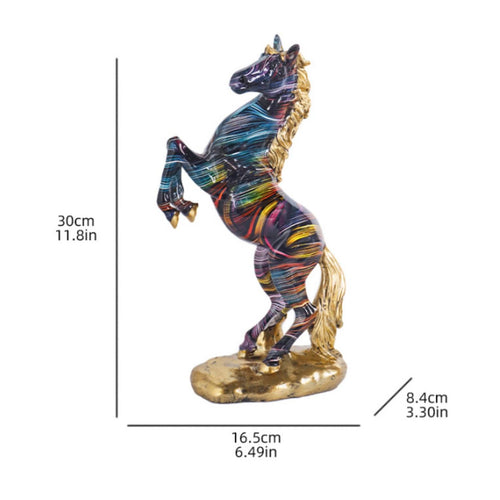 Resin Horse Statue Feng Shui Northern Equestrian Decor Hand Painted House Ornament for Office, Desk
