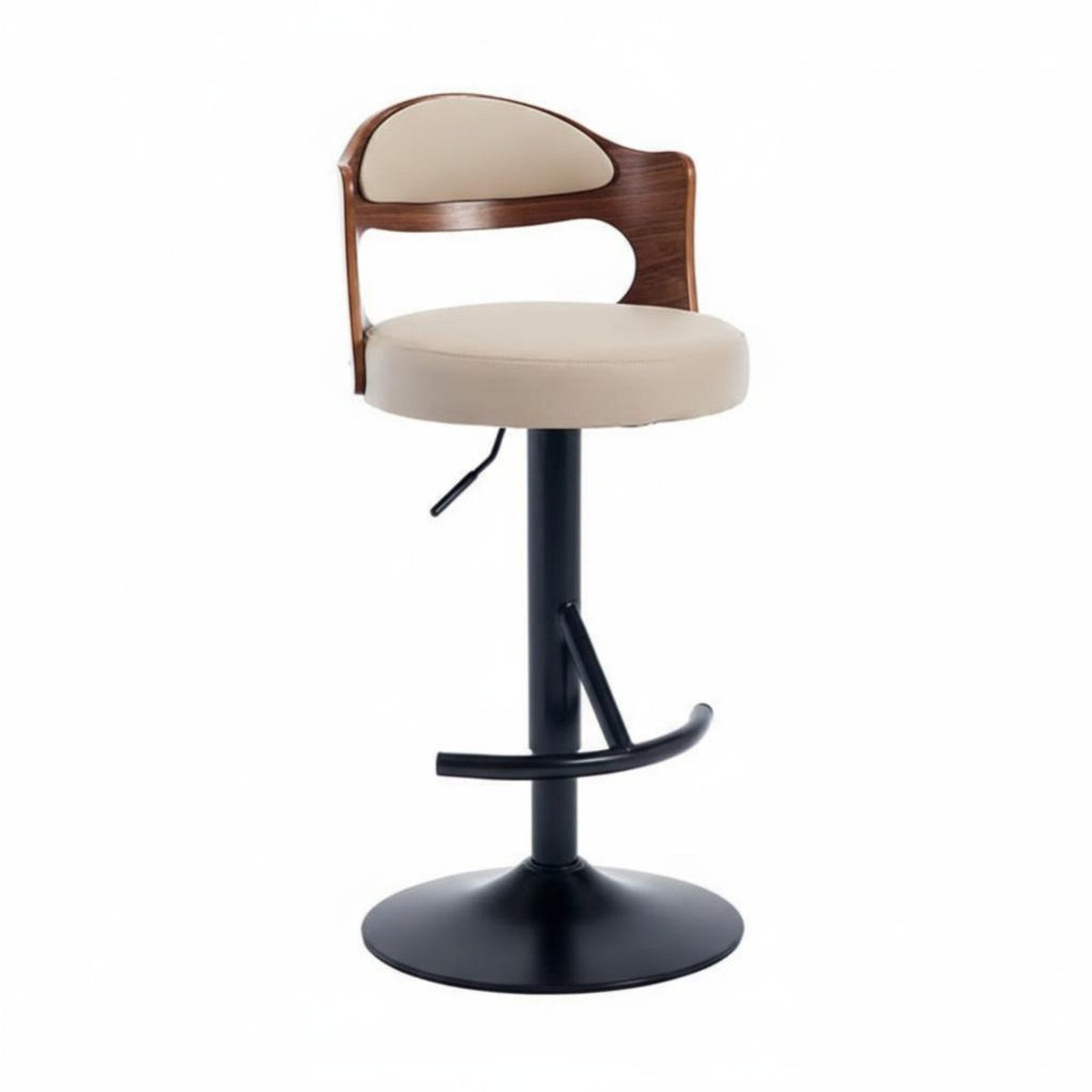 Upholstered Swivel Stool with Backrest Adjustable Height Bar Chair for Cafe