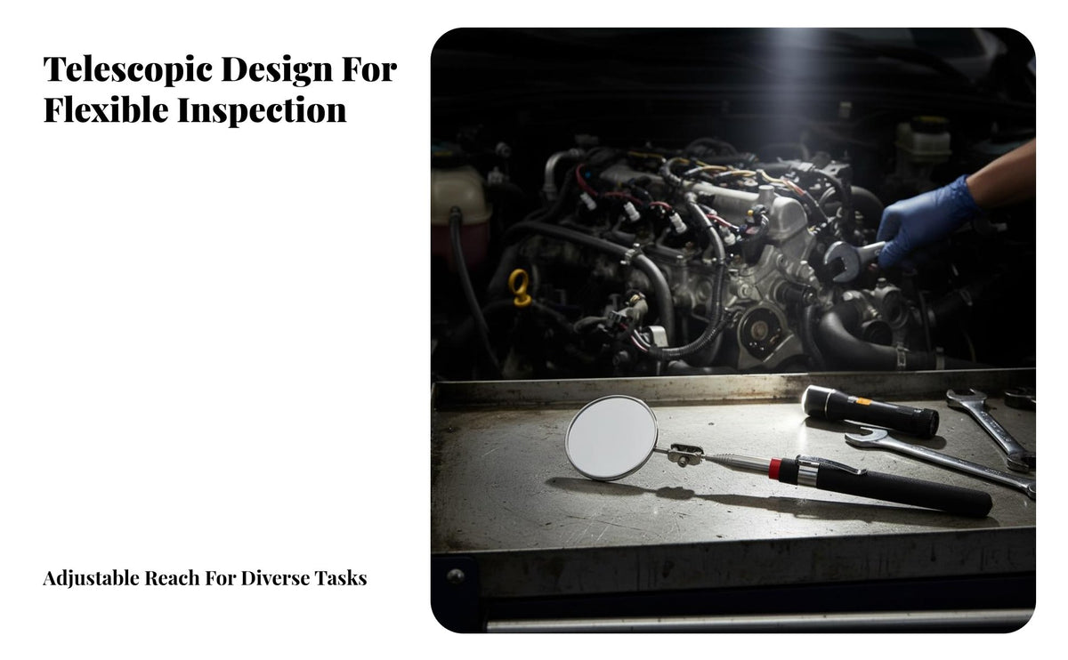 Car Engine Inspection Mirror Stainless Extendable Automotive Mirror Lightweight Pen Fastener Design for Garages, Workshops