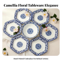 7 Pieces Dinnerware Aesthetic Design Floral Dinnerware Set Microwave Tableware for Housewarming, Entertaining