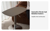 Rotating elevatingTop Circular Table Italian Design Nightstand Height-Adjustable Minimalist Visual Design for Homeowners, Adults