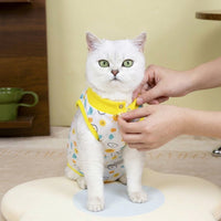 Cat Recovery Suit and Neuter Suit for Cats with Fasteners, Sleeveless Polyester Post Surgery Clothing, Abstract Weaning Suit for All Seasons