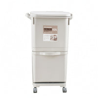 Kitchen Trash Bin with Divider Resin Container Rolling for Home Office