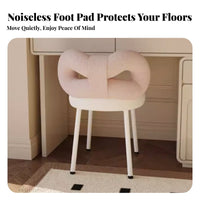 Upholstered Makeup Chair Sturdy Build ribbon rear Stool 360° rotate for Bedroom