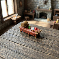 1/64 Scale Miniature Table with Food Detailed Miniature Table Wooden Tabletop Scene Prop Decorative for Hobbyists