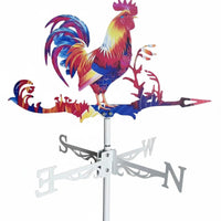 Cock Weather Vane Iron Art Colorful Metal Weathercock Long-Lasting for Yard