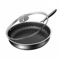 Lidded Frying Pan Lid Included Stainless Steel Frying Pan Patterned Side Walls Cookware for Stovetop Cooking