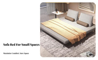 Foldable Design Fold-extendable Metal Frame Bed two-in-singleUse Sleeper Sofa Space-Saving transformable Couch Double Person Capacity for Apartment Dwellers, Students, Homeowners, Living Room, Bedroom