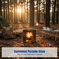 Outdoor Wood Burning Stove, Portable Cast Iron Charcoal Burner, Manual for Camping & Home