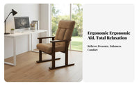 Cushioned Wooden Accent Chair Relaxed Recline Armchair Includes Headrest Pillow