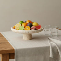 Marble Fruit Tray Waterproof Travertine Fruit Bowl Oil-Resistant for Countertop