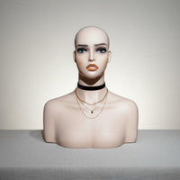 Mannequin Head with Shoulders Life-Size Hairpiece Stand Bust Material for Photo Photography