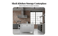 Rust-Proof Stainless Steel Kitchen Cabinet Easy to Clean All-Steel Kitchen Counter Water-Resistant Freestanding Food Cupboard Sturdy and Long-Lasting for Landlords, Homeowners, Families, Apartment, Home, Utility Room, Office