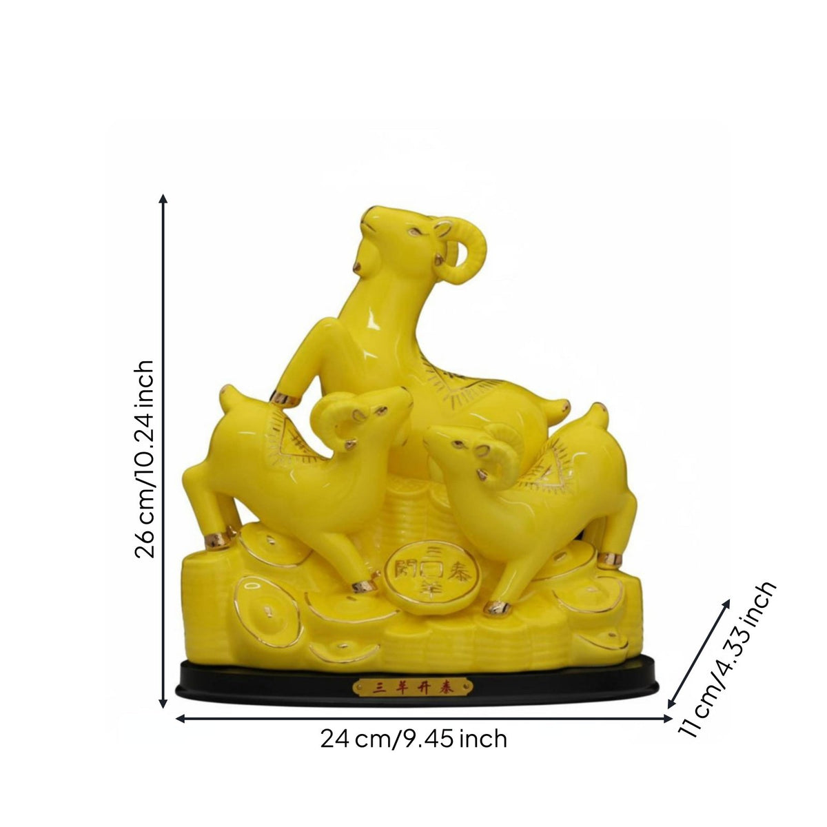 Triad of Goats Statue Figurine Housewarming Gift Feng Shui Sheep Ornament Auspicious Symbol Chinese Astrological Sheep Figurine for Business Owners