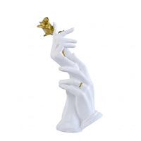 Hand Holding Blossom Statue Gold Toned Hand Holding Flower Sculpture Matte