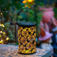 Chrysanthemum Cutout Lantern Waterproof Hollow Metal Solar Lantern for Pathway