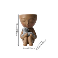 Child Figure Planter Compact Seated Figure Planter Artisanal-Look for Patio