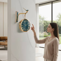 Double-Sided Clock with Bird Sturdy for Living Room