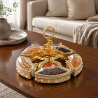 Circular Compartment Tray Iron-Art Design Food Storage Clear Acrylic