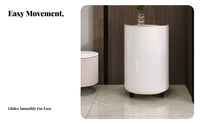 Wheeled Side Table Minimalist aesthetic Cylindrical Rolling Cabinet Space Saving