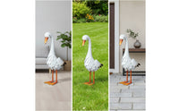 Layered Feather Detail Freestanding Goose Figure Orange Beak Goose Statue Iron Metal Bird Ornament Realistic for Garden, Courtyard, Lawn