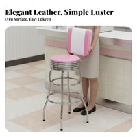 Retro Eatery Stool Backrest Assist Counter Chair With Footrest Upholstered Pad for Adults, Kitchen Island, Dining Room