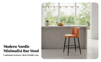 Upholstered Bar Stool with Backrest Nordic design Counter Chair Modern Minimalist Design Integrated Footrest for Kitchen Island