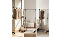 Telescoping Garment Rack with Wheels Mobile Rolling Clothes Rack Space-Saving Furniture Sturdy for Laundry Room
