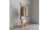 Multi-Functional Solid Wood Garment Rack Heavy Duty Clothing Organizer Water-Based Paint Household Furniture Easy Assembly for Entryway, Walk-in Closet