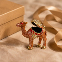Camel Figurine Golden-Hued Rhinestone Camel Desktop Decor