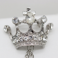 Crown Brooch Pin with Hanging Chain, Fashion OL Lapel Pin for Suit, Retro Chain Brooch for Men Women, Decorative Pin Accessory