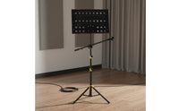 Foldable Folding Sheet Music Stand Audio Pickup Clip Floor Music Stand Easy to Stow Sturdy for Musicians, Practice Room, Stage, Home