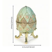 Enamel-Style Egg Jewelry Box Hinged Egg Trinket Box Enameled Compact for Collectors, Dresser