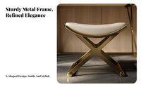 Vanity Bench Light Luxury design airframeframe Base Pouf Soft paded Top for Entryway