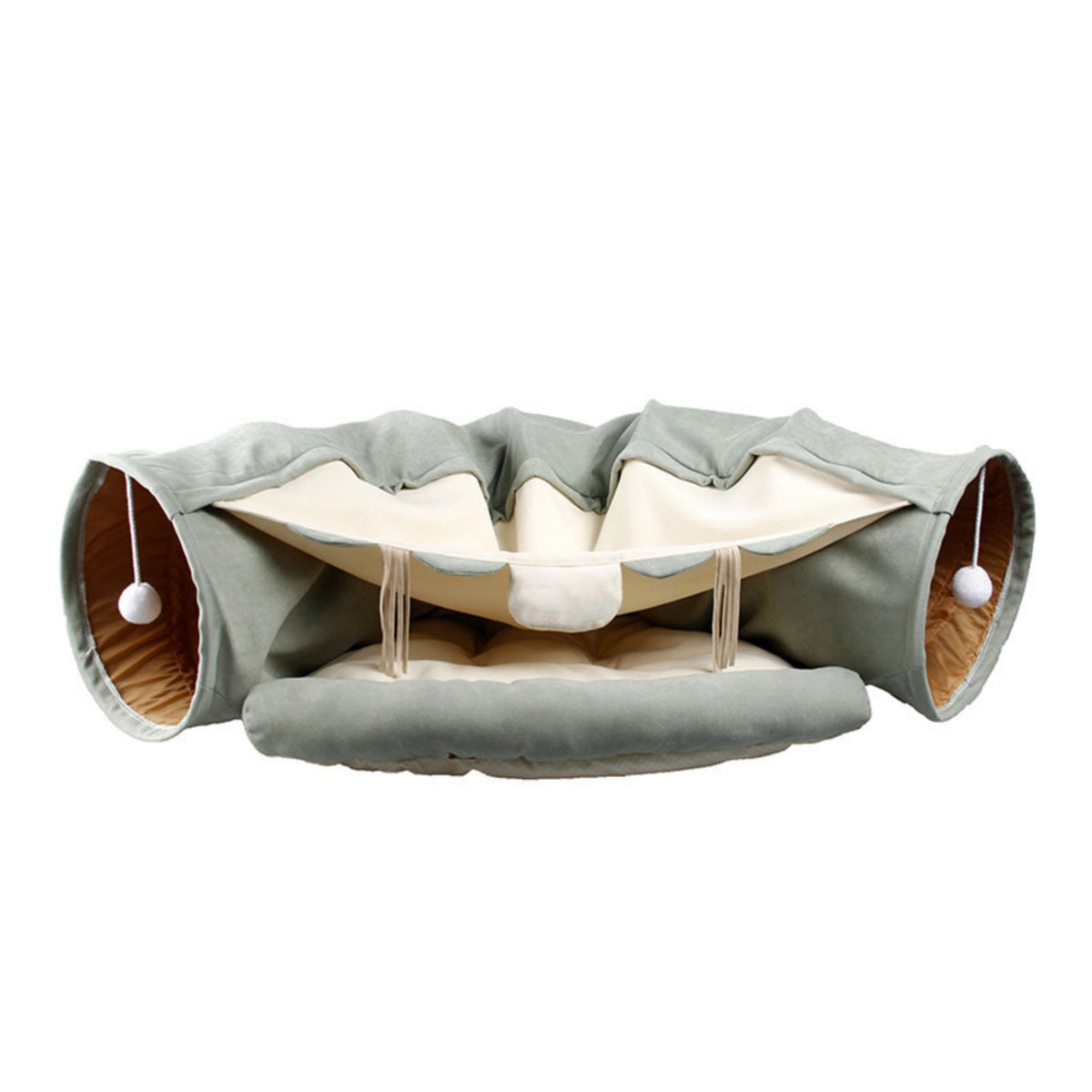 Cat Tunnel Bed with Toys Soft Soft Double Layer Cat Tunnel Pet Toy for Kittens, Active Play, Indoor