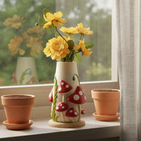 Fungi-Shaped Vase Pastel Colors Resin Vase Easy to Match Decor for Shelf, Office