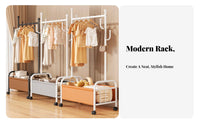 Multi-Functional Rolling Clothes Rack On casters Rolling Clothes Rack with Shelf Portable Clothing Organizer Space-Saving for Students, Renters, Homeowners, Bedroom, Dorm Room, Entryway, Closet