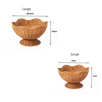 Rattan Fruit Basket Woven Rattan Basket with Pedestal Tabletop for Kitchen