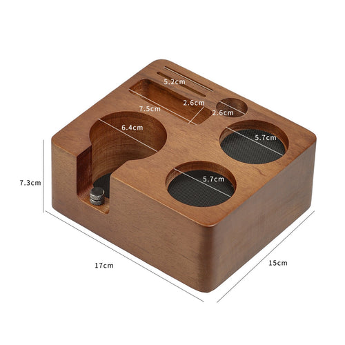 Wooden Espresso Tamping Station Solid Wood Coffee Tamper Holder Anti-Slip Base
