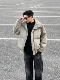 美式高街短款羽绒棉服男冬季穿搭一整套装高级感廓形PU皮棉袄外套