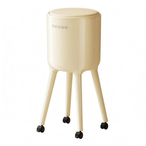 Cylindrical Trash Bin Plastic Home Storage Raised Base