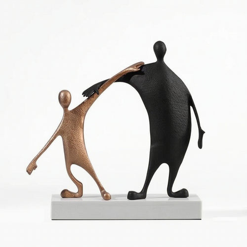 Abstract Human Figure Sculpture Minimalist Ornament with Marble Base Matte