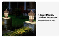 European Design Outdoor Pillar Lantern Waterproof Garden Column Lamp Weather Resistant for Courtyard, Pathway