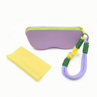 Zippered Silicone Eyeglass Pouch with Zipper Compact Eyeglass Storage Pouch with Cleaning Cloth Lightweight Glasses Case with Wrist Strap Flexible for Travelers