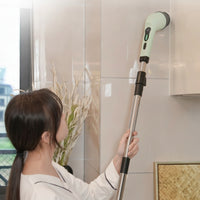 6 Pieces Rotating Brush Cleaner Electric Scrubber Replaceable Brush Heads Telescopic Extension Shaft Suitable for Household Cleaner Bathroom Deep Cleaning Glass Surfaces Home Cleaning Tool