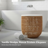 Woven Basket with Lid Waterproof Laundry Hamper Ventilated Design for Bedroom