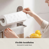 No-Drill Cabinet Paper Towel Rack, Multi-Rod Wall Hanging Organizer, Storage for Cling Film, Towels, Napkins
