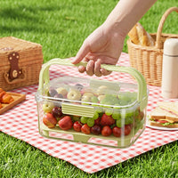 2-Pack Lunch Box, 2200ml Snack Box with Compartments and Carry Handle, Leak-Proof Meal Prep Boxes with Ice Pack for Camping & Outdoor